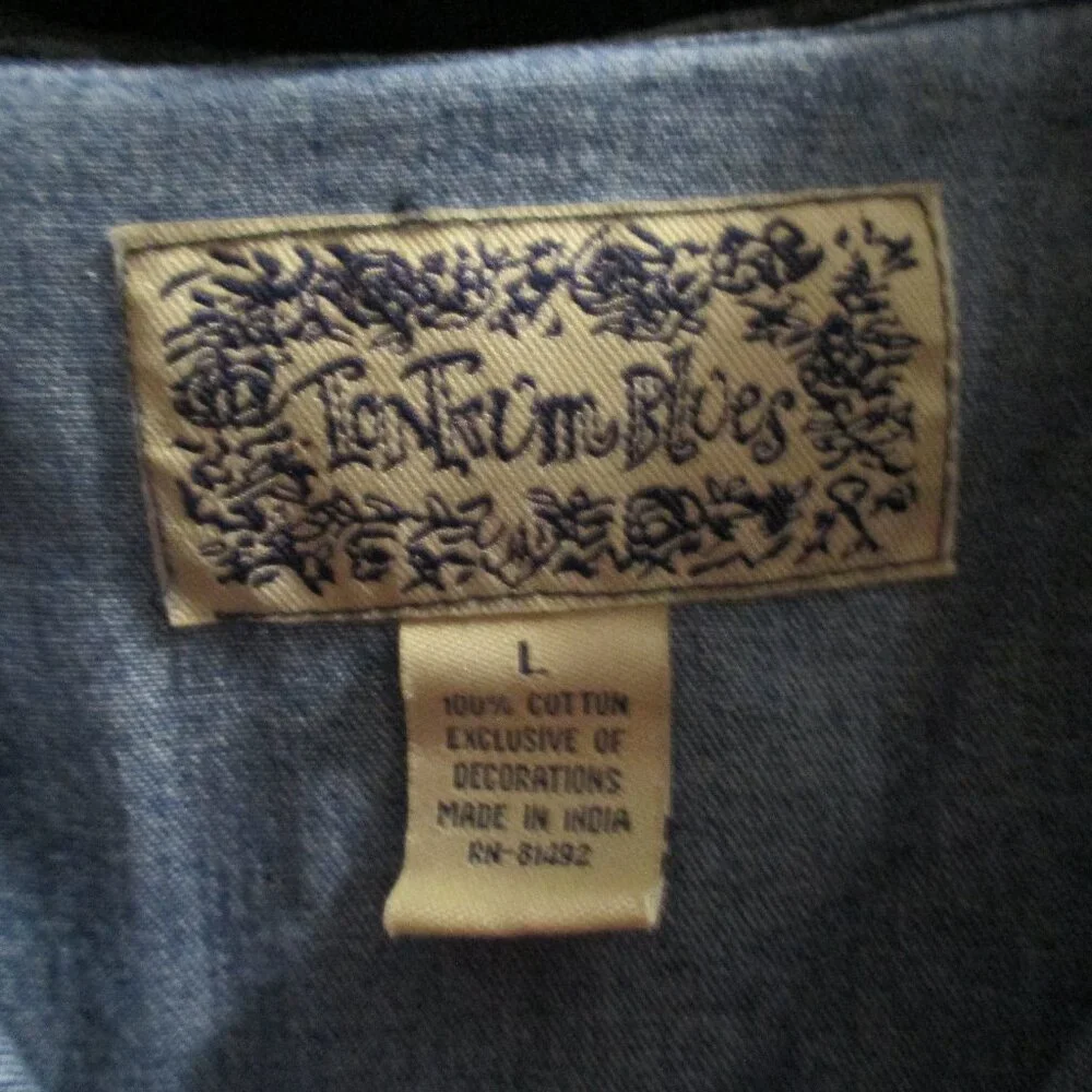 Tantrums Vintage top denim Christmas snowmen - Picture 2 of 11